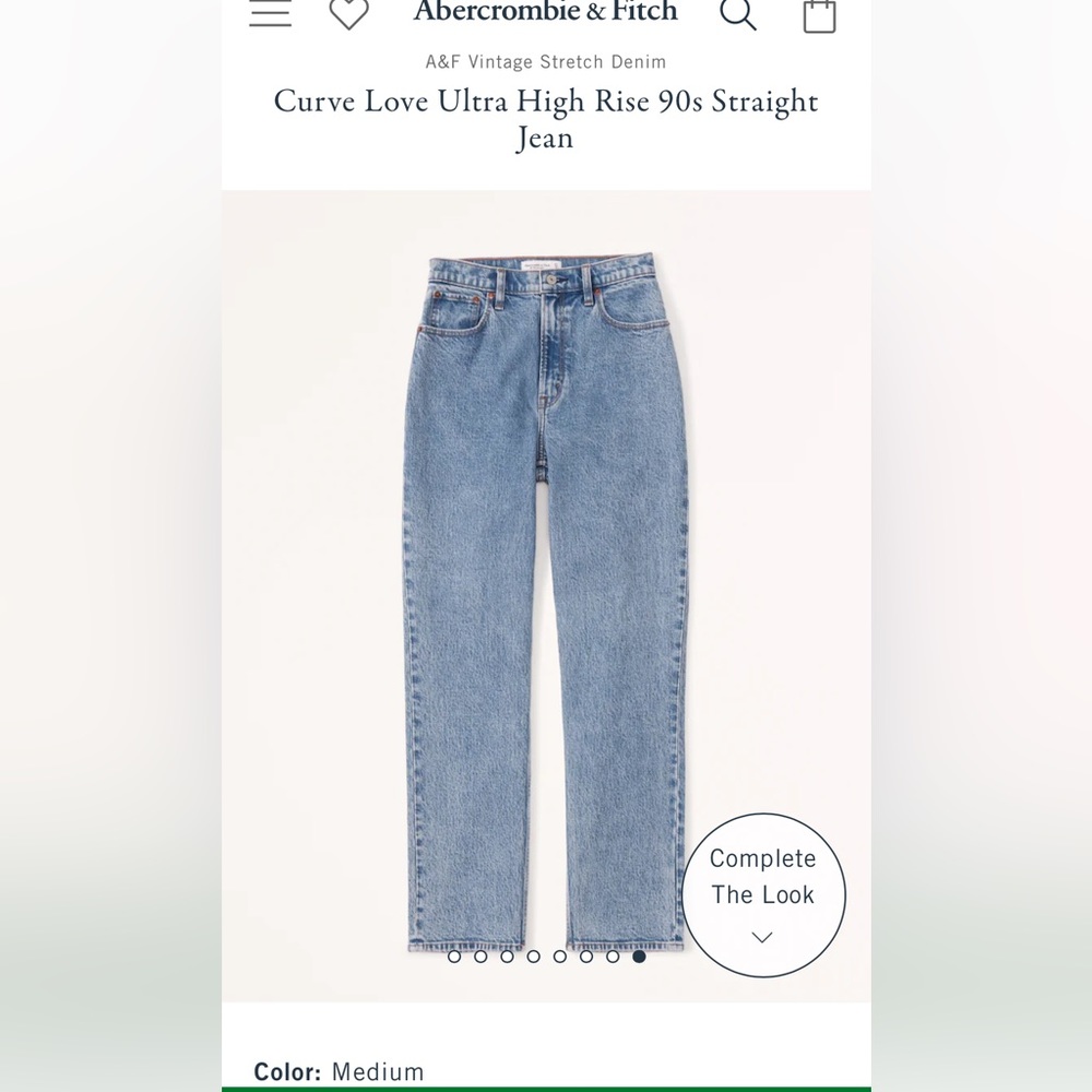 Abercrombie Curve Love Ultra High Rise 90s Straight Jean size 26/2R. Medium